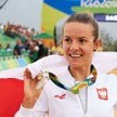 Maja Włoszczowska po ceremonii dekoracji na igrzyskach w Rio de Janeiro, 20 sierpnia 2016 r.