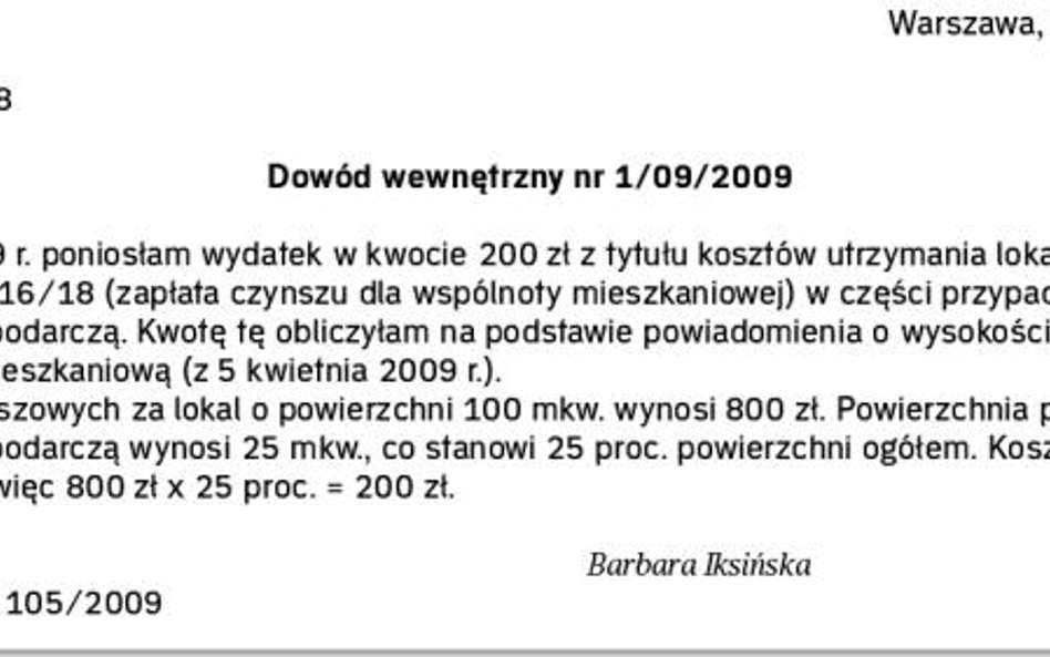 Przykład dowodu wewnętrznego