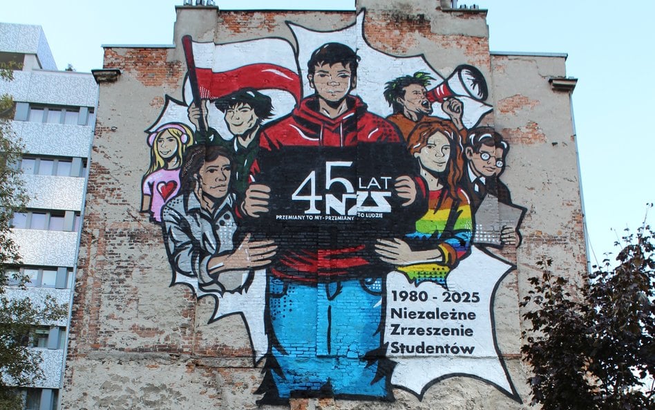 Mural na warszawskiej Woli upamiętnia 45 rocznicę powstania NZS.