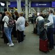 Kolejka do kas linii Eurostar na dworcu St. Pancras w Londynie
