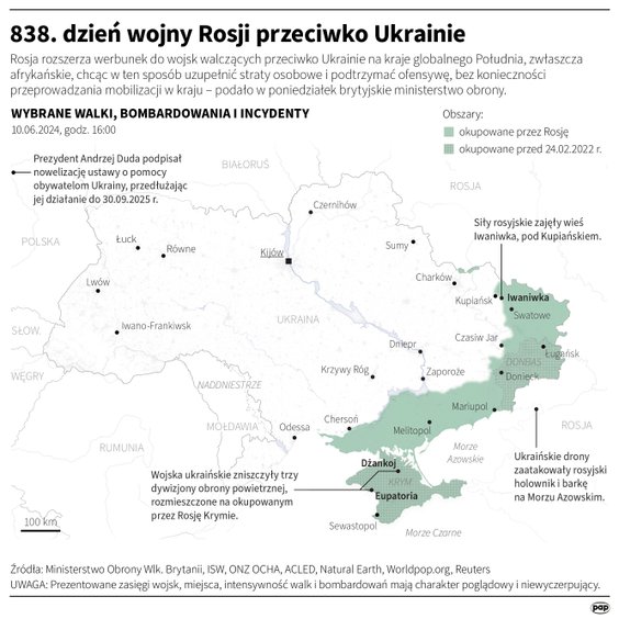 Tak wyglądała sytuacja na froncie na Ukrainie w 838 dniu wojny