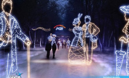 Łazienki Królewskie w świątecznej iluminacji