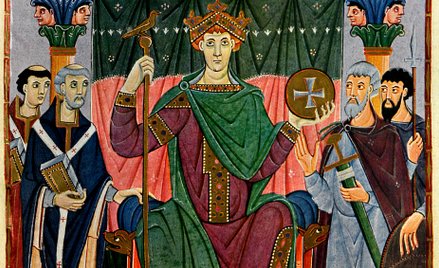 Otton III na tronie – ilustracja z ewangeliarza cesarskiego z 1000 r. 
