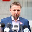Poseł Klubu Parlamentarnego Koalicja Obywatelska Marcin Kierwiński na konferencji prasowej przed sie