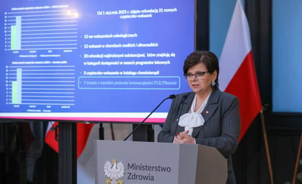 Minister zdrowia Izabela Leszczyna na konferencji prasowej w siedzibie Ministerstwie Zdrowia w Warsz