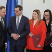 Andrzej Duda i Mateusz Morawiecki w czasie uroczystości powołania rządu