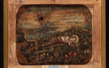 Obraz "Święta Rodzina ze Świętym Janem Chrzcicielem" spod Wiednia (na odwrocie)