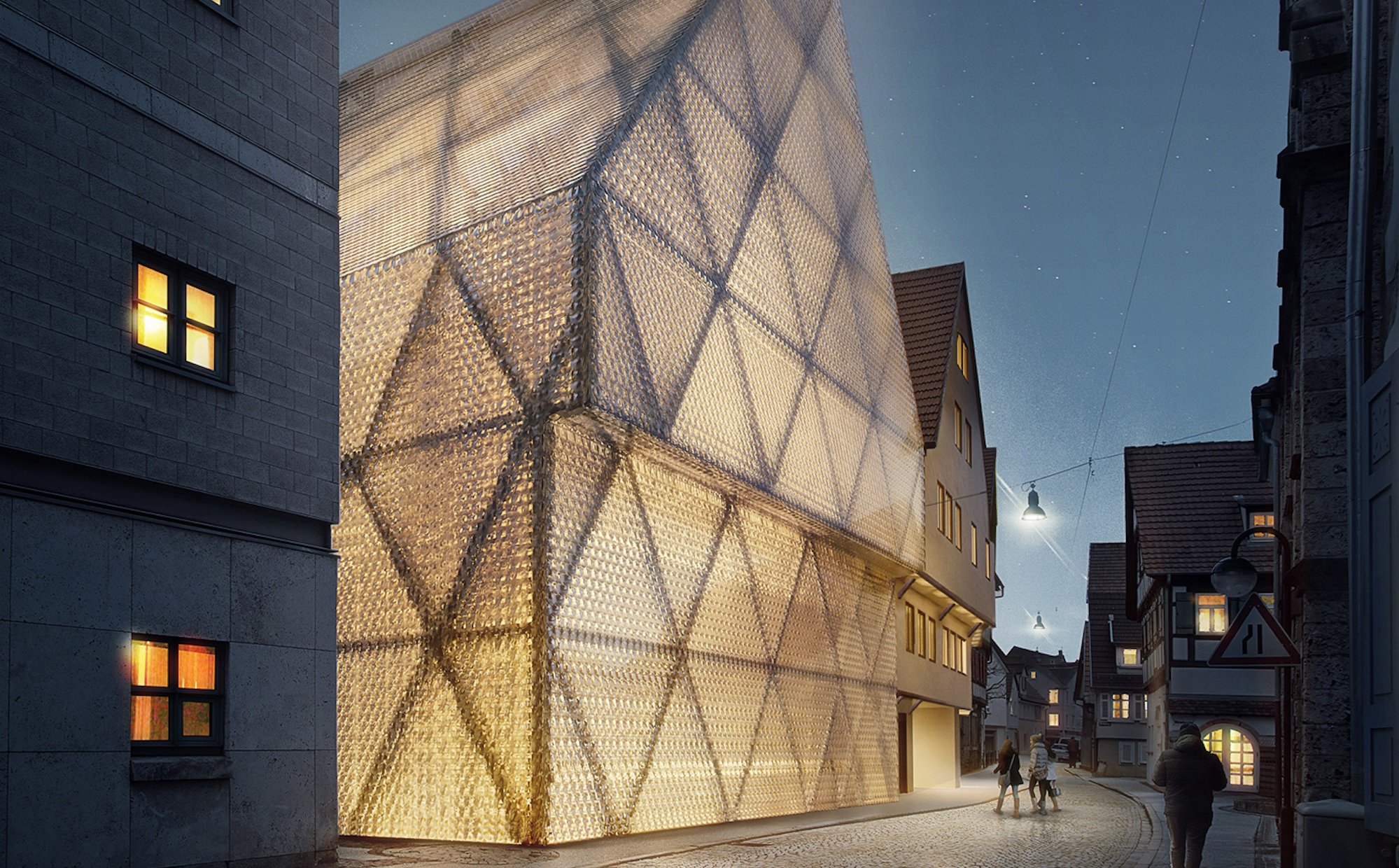 A medieval tenement home  rebuilt from glass. German architects awarded