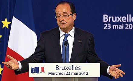 Prezydent Francji Francois Hollande na spotkaniu z mediami