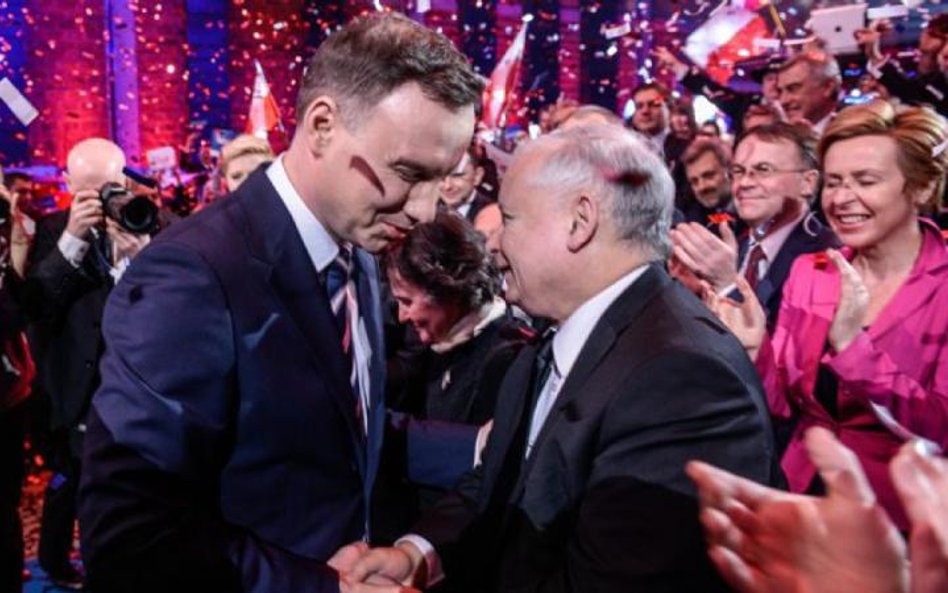 Andrzej Duda i Jarosław Kaczyński na lutowej konwencji