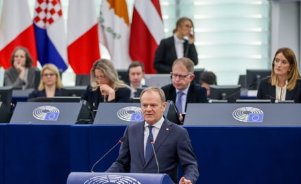 Przewodnictwo Polski w Radzie UE. Premier RP Donald Tusk przemawia podczas sesji Parlamentu Europejs