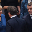 Kanclerz Niemiec Angela Merkel, premier Luksemburga Xavier Bettel (tyłem) i prezydent Francji Emmanu