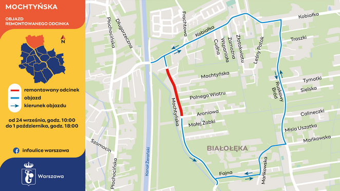 Prace na ulicy Mochtyńskiej potrwają przez tydzień