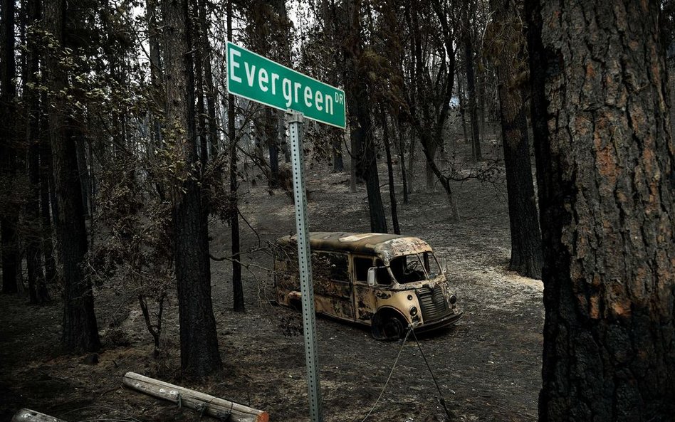 Podczas szalejących w Kalifornii pożarów spłonął autobus. 15 września Gubernator tego stanu ogłosił 