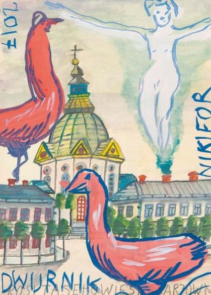 Dwurnik namalował dym z komina.