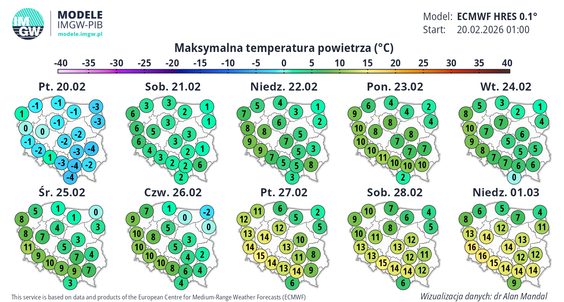 Pod koniec przyszłego tygodnia maksymalne temperatury mogą wynieść nawet 16 stopni Celsjusza
