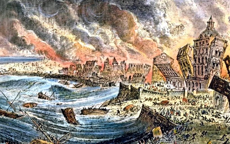 1 listopada 1755 r. trzęsienie ziemi, a chwilę później 20-metrowe tsunami zniszczyły Lizbonę.