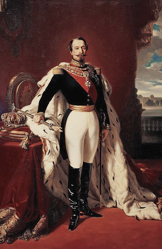 Portret cesarza Napoleona III (1808–1873) w stroju koronacyjnym. Napoleon III panował w latach 1852–