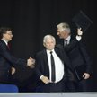 Lider Solidarnej Polski Zbigniew Ziobro, prezes PiS Jarosław Kaczyński i lider Polski Razem Jarosław