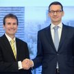 Wicepremier Mateusz Morawiecki i Steve Cohen, dyrektor zarządzający warszawskiego hubu J.P. Morgan w