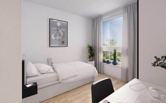 Większość pokoi studenckich w akademiku Zeitraum – Racławicka to „jedynki”