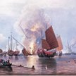 Pierwsza wojna opiumowa: brytyjskie statki niszczą flotę wroga w Kantonie, 1841 r.