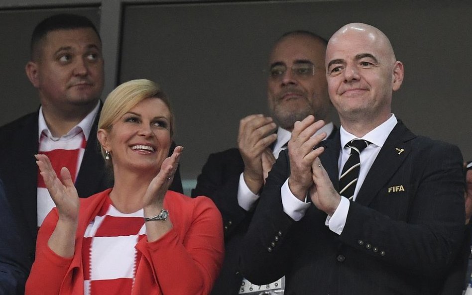 Prezydent Chorwacji Kolinda Grabar-Kitarović oraz szef FIFA Gianni Infantino