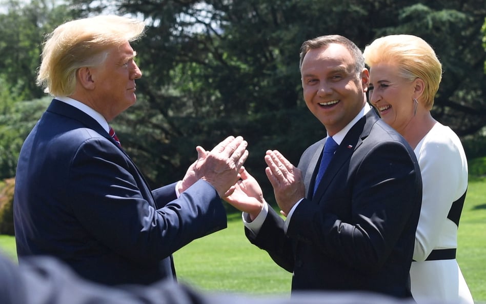 Prezydent Stanów Zjednoczonych Ameryki Donald Trump oraz prezydent RP Andrzej Duda z małżonką Agatą 