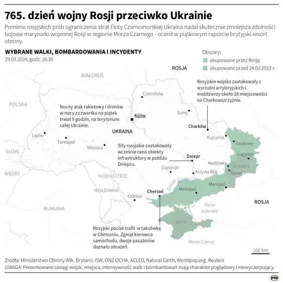 Tak wyglądała sytuacja na froncie w 765 dniu wojny