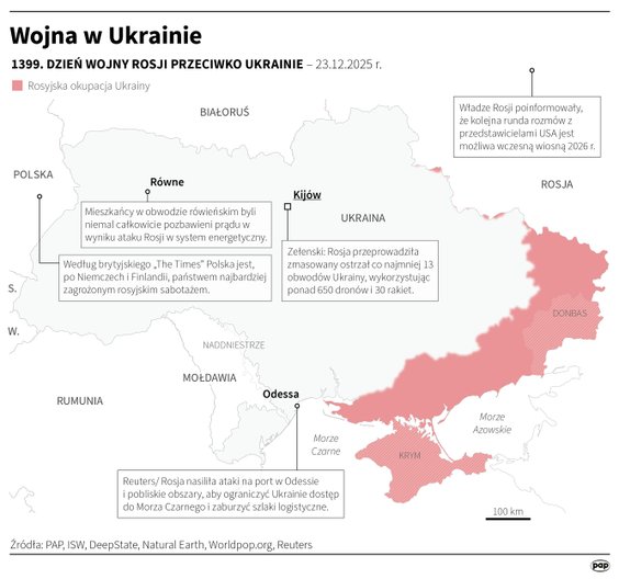 Tak wyglądała sytuacja na Ukrainie w 1399 dniu wojny