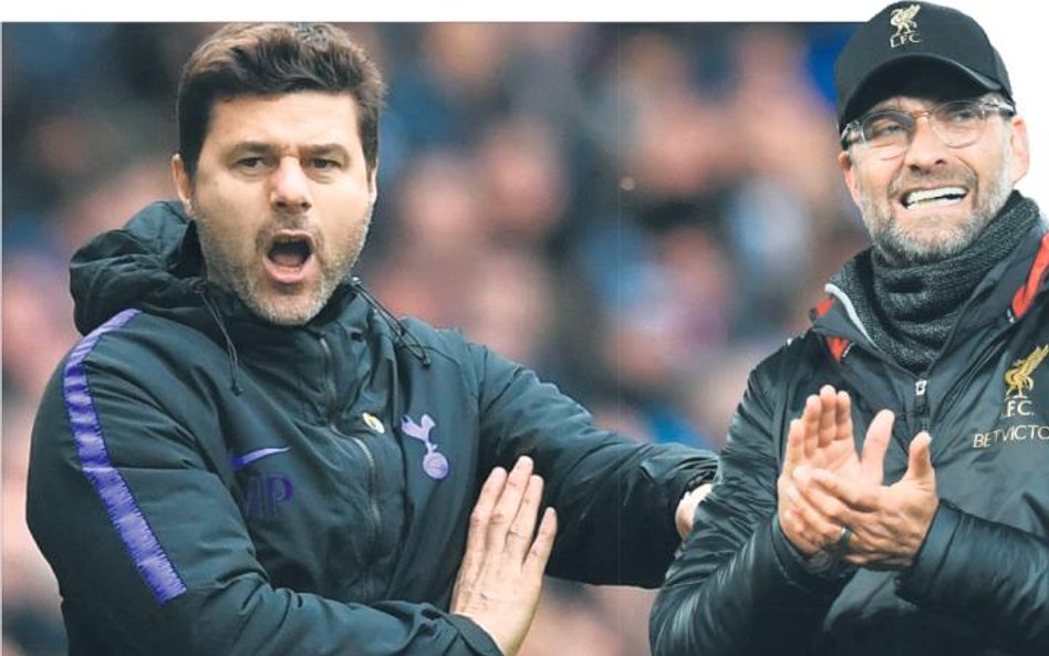 Liverpool, trenowany przez Juergena Kloppa (z prawej), czy Tottenham Mauricio Pochettino. Kto wygra 