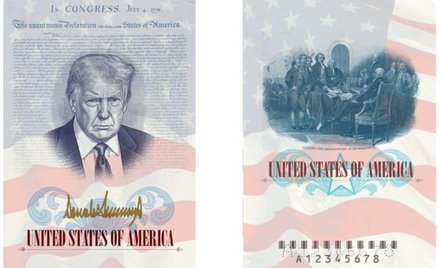 Wzór grafiki zawartej w nowym paszporcie USA, opublikowany przez Departament Stanu