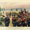 „Wymarsz Pierwszej Kampanii Kadrowej z Oleandrów w Krakowie dnia 6 sierpnia 1914r.” heliotypia barwn