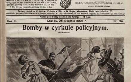 Gazeta krakowska opisująca efekty „krwawej środy” 1906 r., gdy bojowcy PPS zaatakowali urzędników, ż