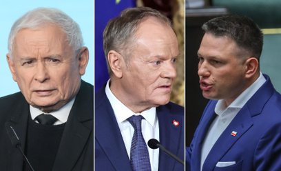 Jarosław Kaczyński, Donald Tusk i Sławomir Mentzen