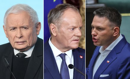 Jarosław Kaczyński, Donald Tusk i Sławomir Mentzen