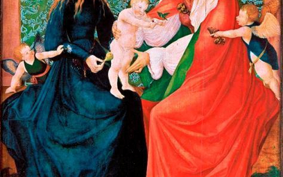 Święta Anna Samotrzeć: św. Anna oraz Maria z Dzieciątkiem; tablica środkowa tryptyku. Czechy ok. 151