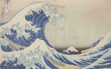 Katsushika Hokusai (1760–1849) Pod wielką falą w Kanagawie , 1829–1833 drzeworyt barwny Muzeum Narod