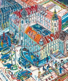 Edward Dwurnik namalował plac Zamkowy w Warszawie.