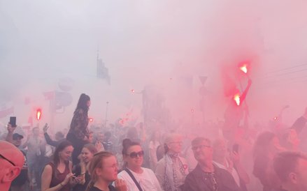 Po pół minuty rondo było tak zadymione, że niewiele było widać