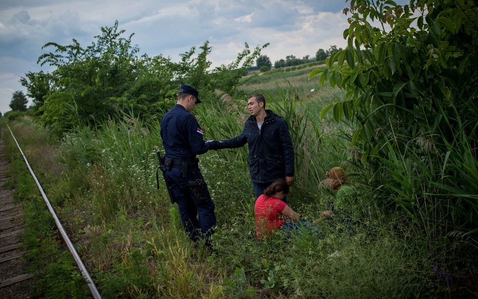 25 czerwca 2015, Serbia. Syryjscy imigranci zatrzymani przez straż graniczną podczas próby przekrocz