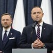 Prezydent RP Karol Nawrocki i szef KPRP Zbigniew Bogucki podczas konferencji prasowej
