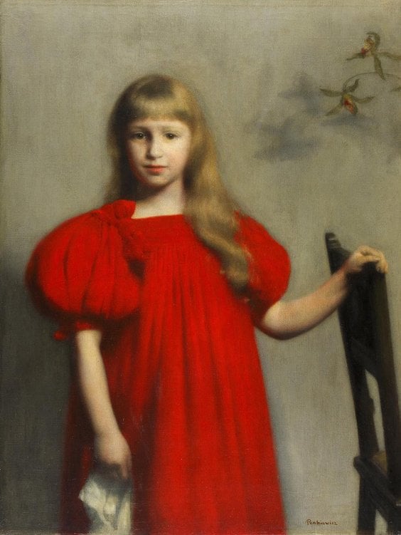 Portret dziewczynki w czerwonej sukience, Józef Pankiewicz / Muzeum Narodowe w Kielcach