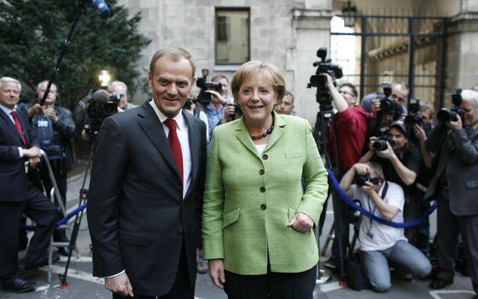 Premier Donald Tusk i kanclerz Niemiec Angela Merkel