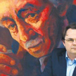 Artur Żurawik przed jednym ze swoich dzieł