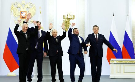 Władimir Putin i przywódcy władz okupacyjnych na Ukrainie