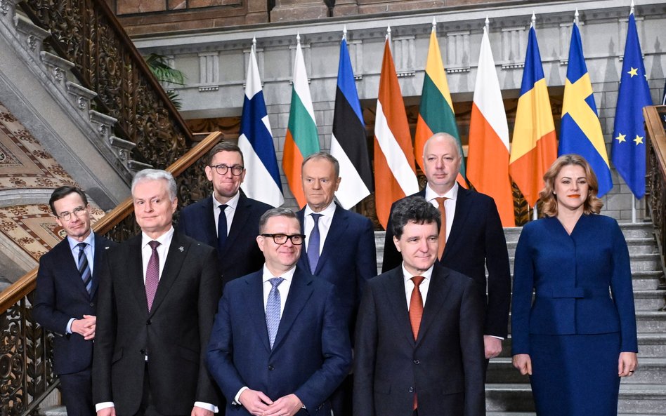 Prezydent Litwy Gitanas Nausėda, premier Finlandii Petteri Orpo, prezydent Rumunii Nicușor Dan (od l