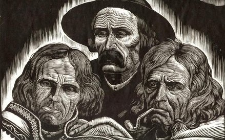 Trzy głowy górali, drzeworyt