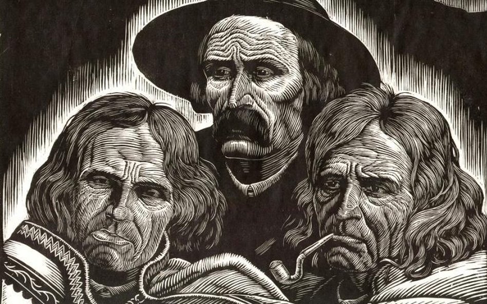 Trzy głowy górali, drzeworyt