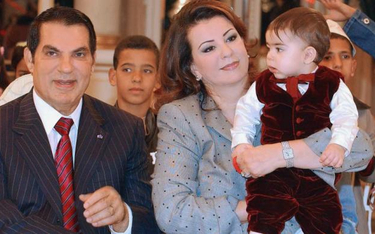 Tunezyjski prezydent Zin al-Abidin Ben Ali z żoną i synem w czasach swej świetności, 2005 r.